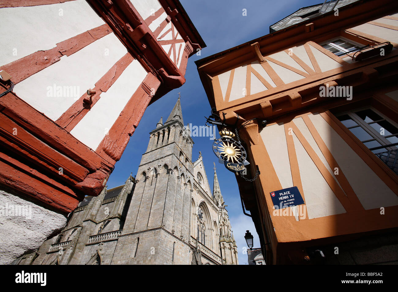 Old city center, cathedral, medieval architecture, Vannes, France Stock Photo