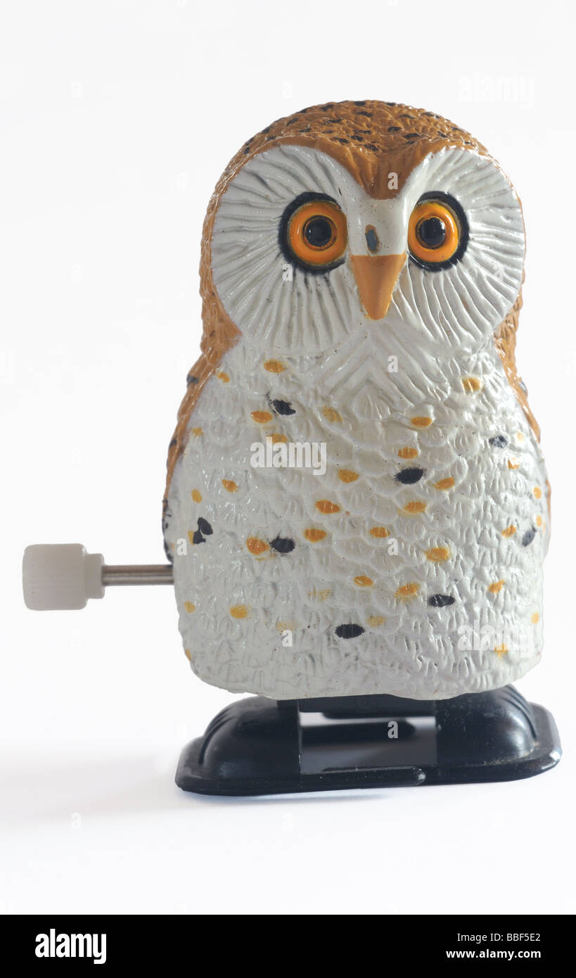 Plastic wind up owl toy Stock Photo