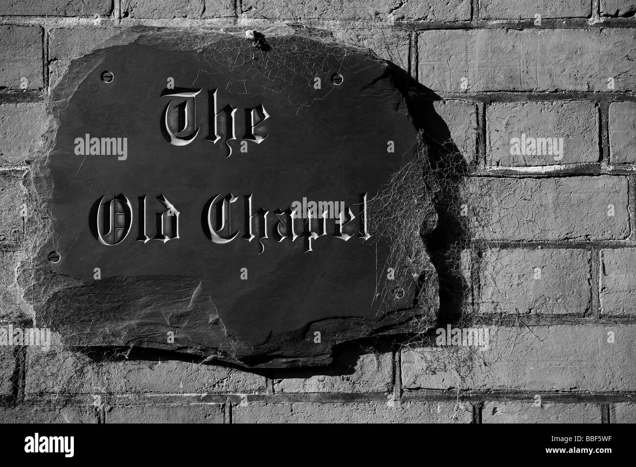 the old chapel, nameplate Stock Photo