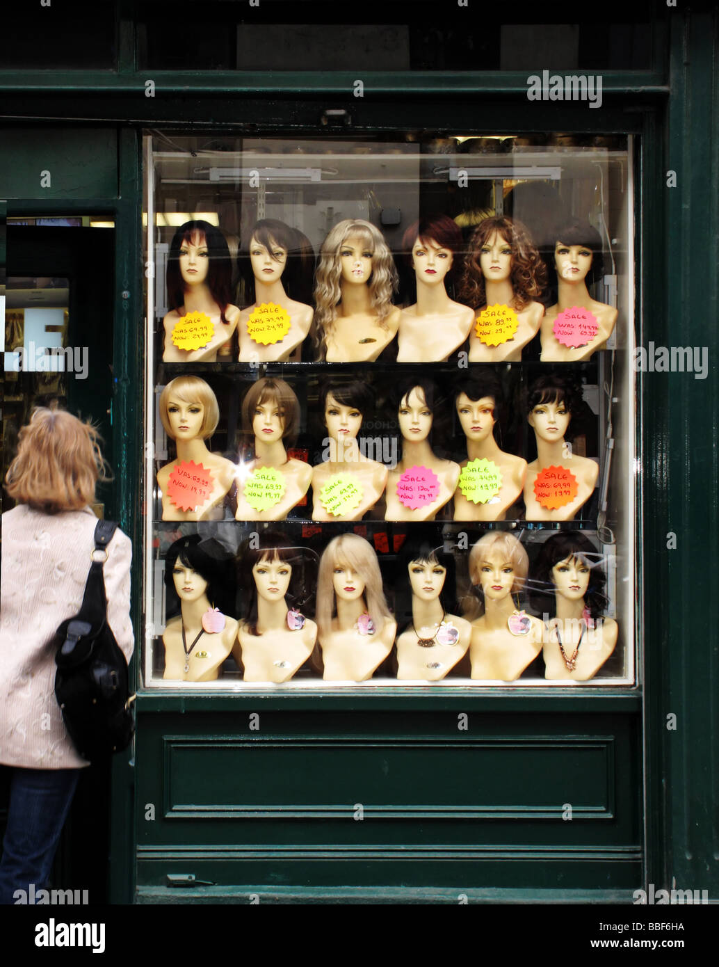 Wig Shop in Dublin Ireland Stock Photo