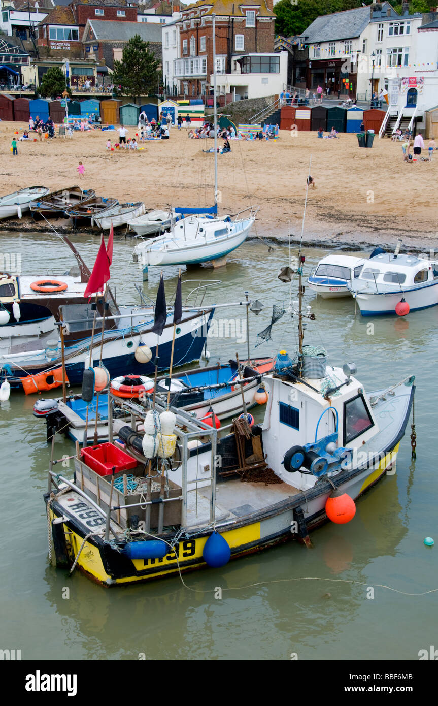 Broadstairs, Kent, England, UK. Viking Bay beach - boats in the harbour Stock Photo