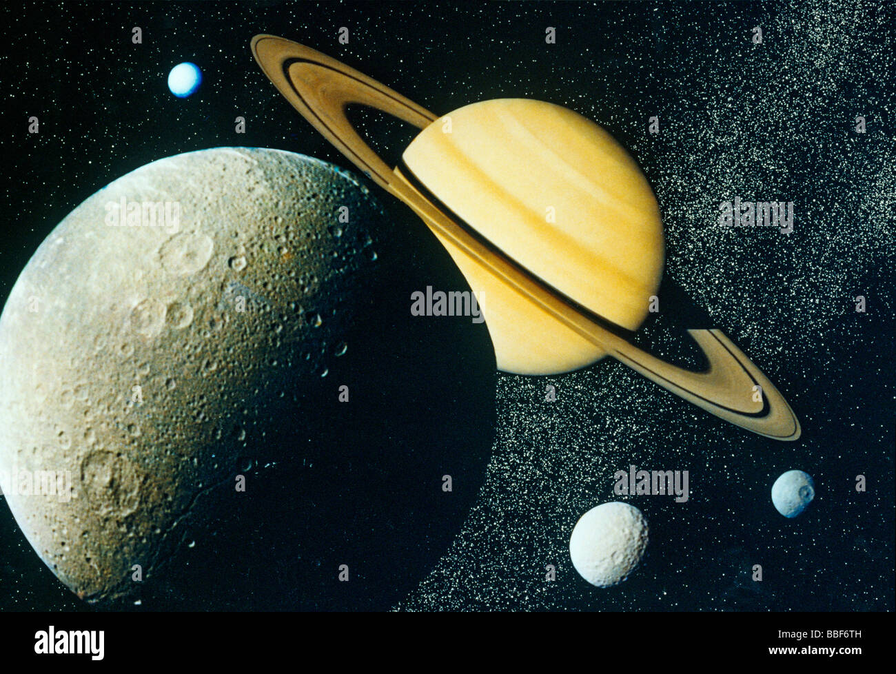 art work saturn and moons Stock Photo