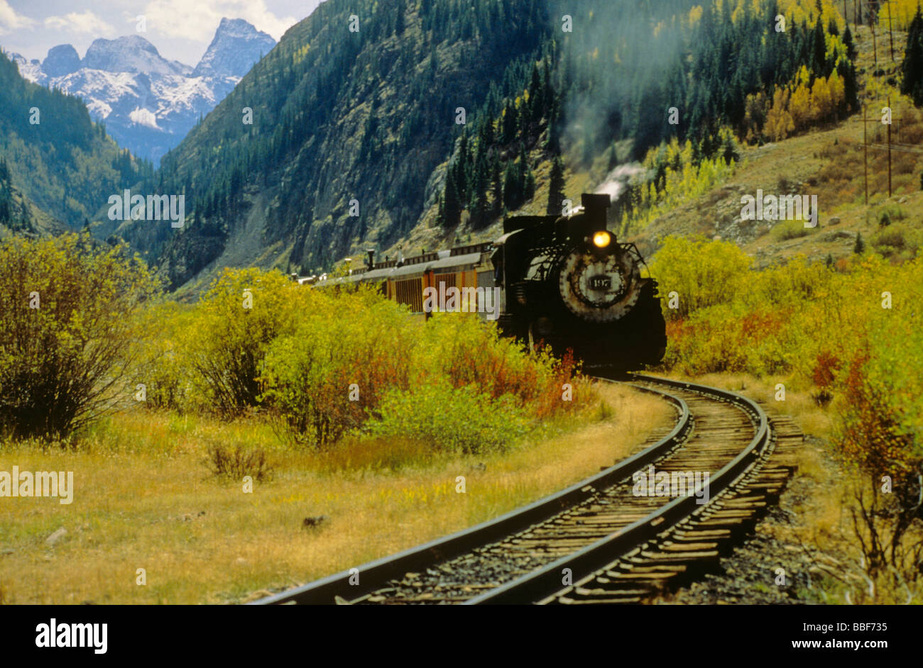 durango silverton narrow gauge railroad crossing animas canyon state of colorado usa Stock Photo