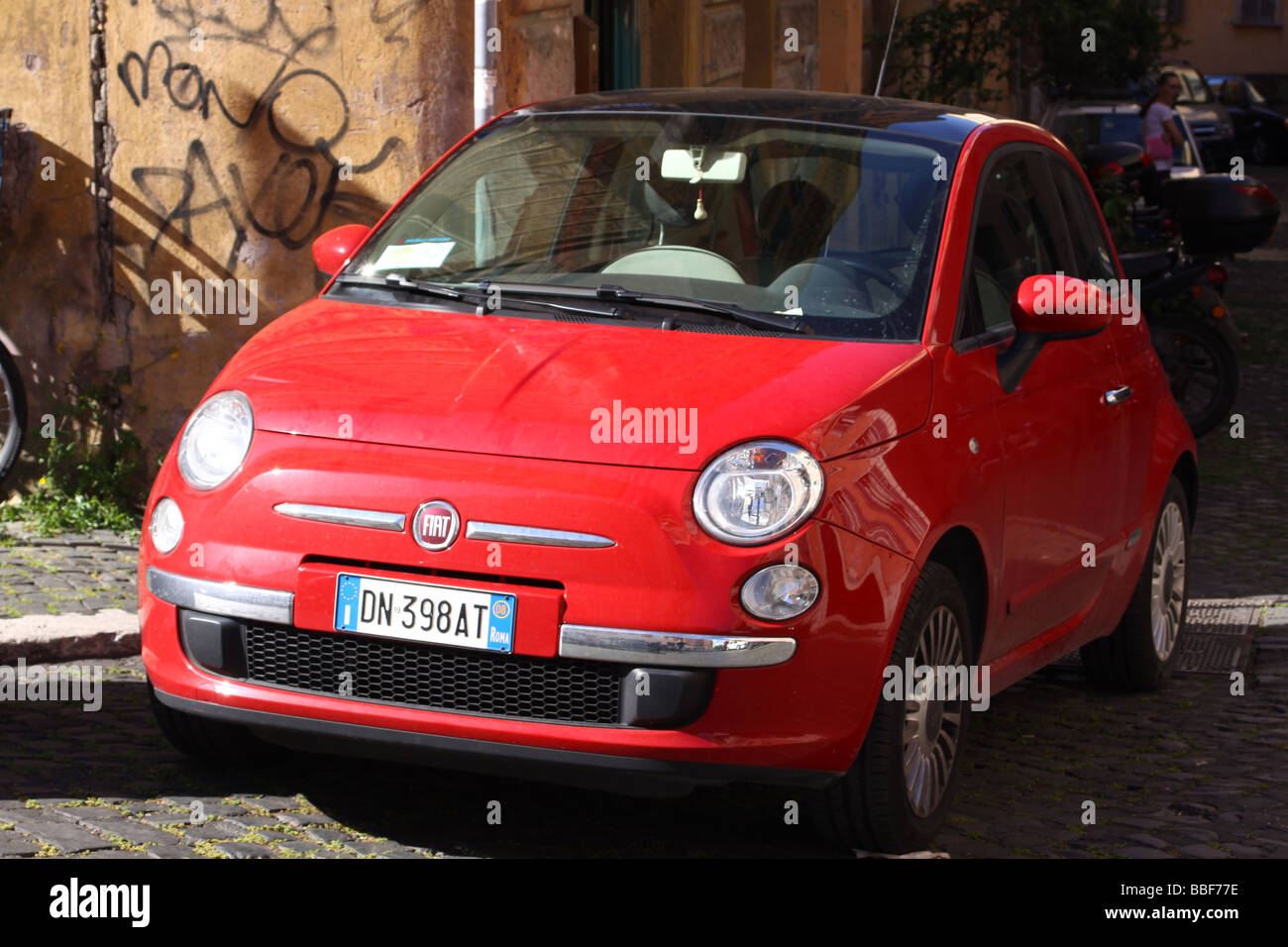 Red Fiat 500 Stock Photo