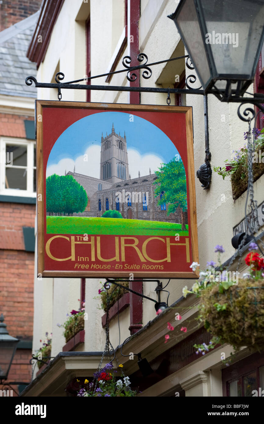 The church pub sign, Ludlow, Shropshire, england Stock Photo