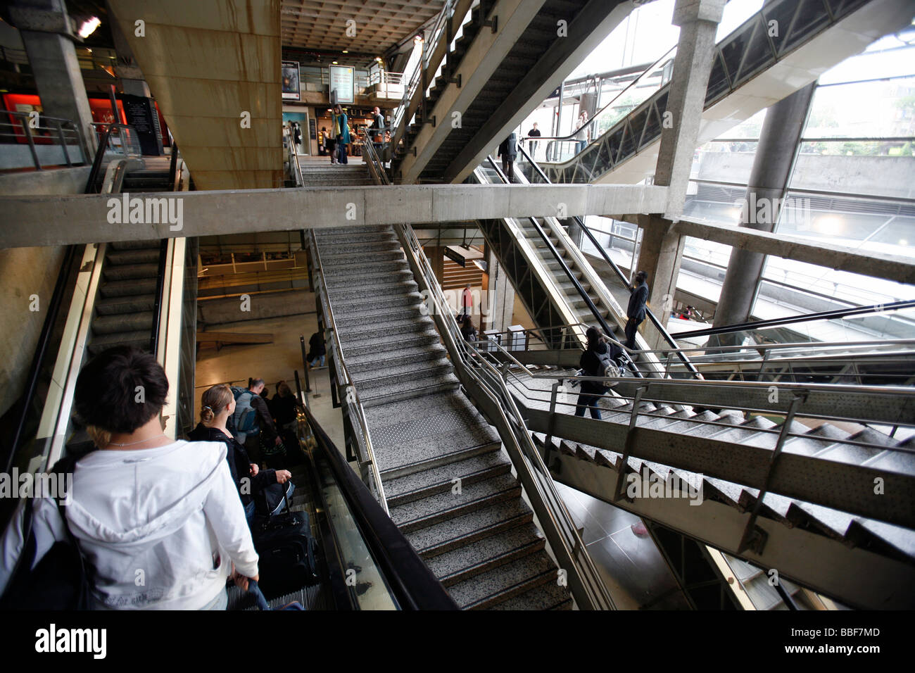 Escalators, Gare de Montparnasse, Paris Stock Photo