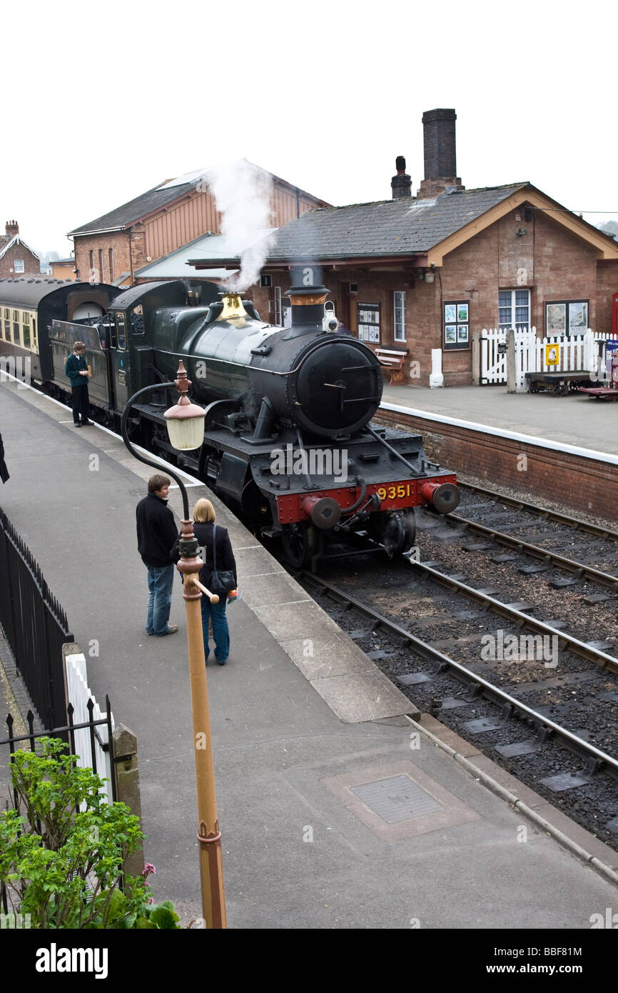9351 2-6-0 Engine at Bishop Lydeard Station West Somerset Railway Somerset Stock Photo
