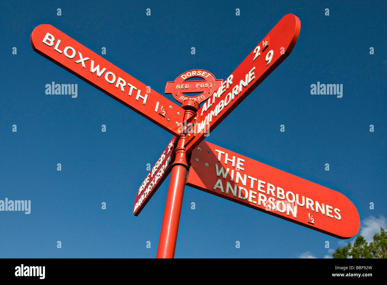 county of dorset red signposts england uk gb Stock Photo Alamy