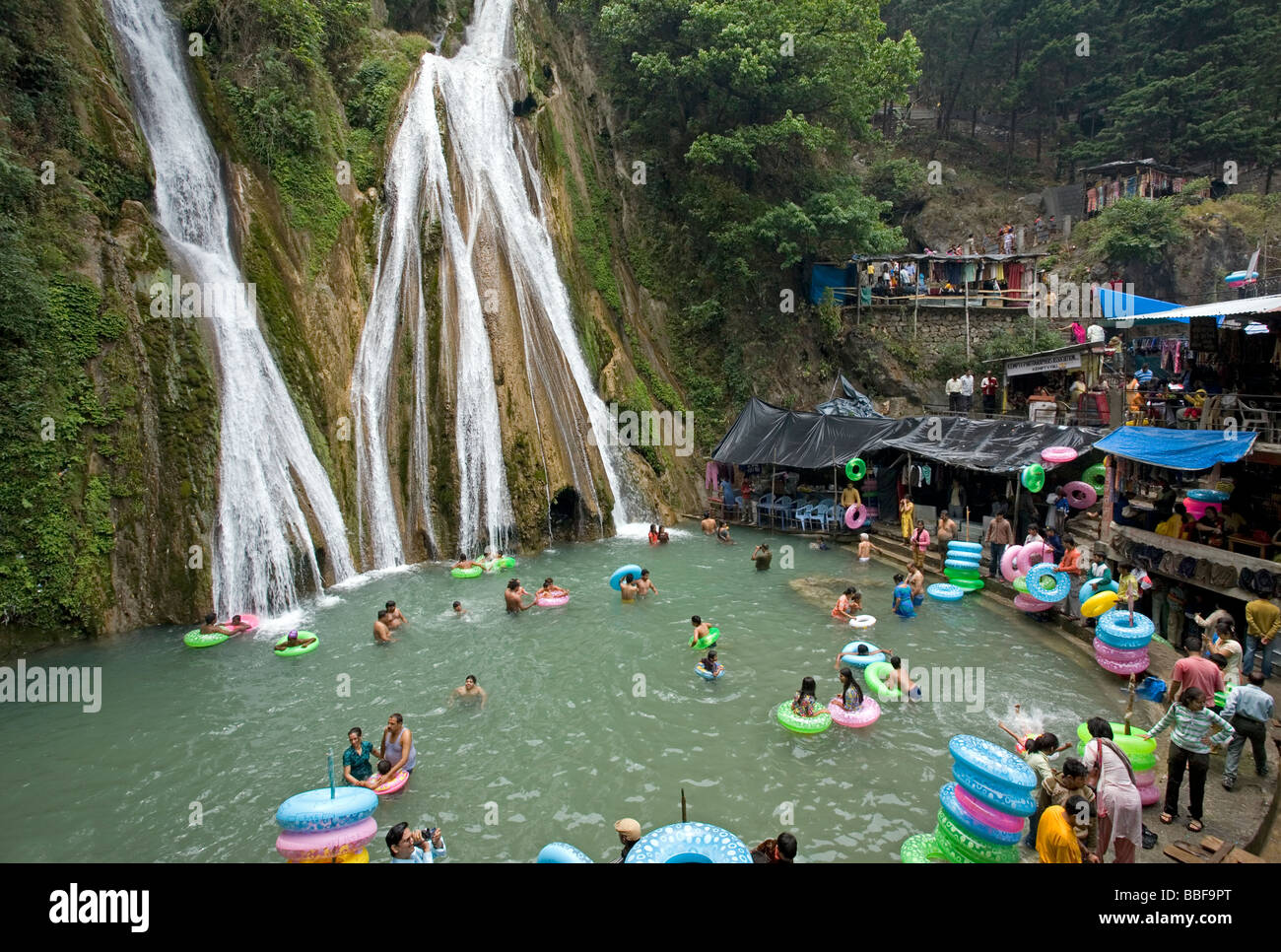 People swimming at Kempty Falls. Mussoorie. Uttarakhand ...