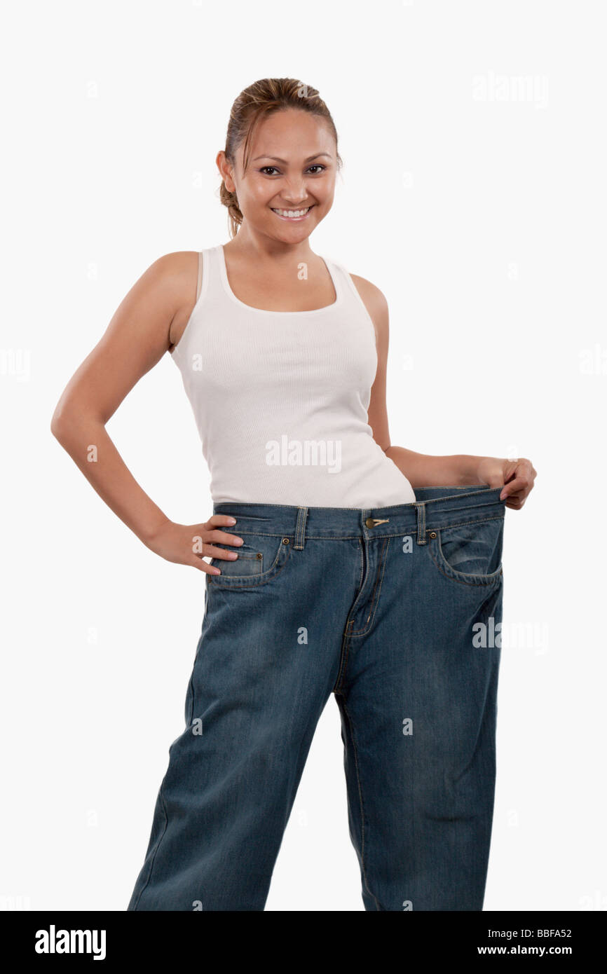 Full Woman Tries on Too Small Pants Lose Stock Image - Image of large,  figure: 112573209