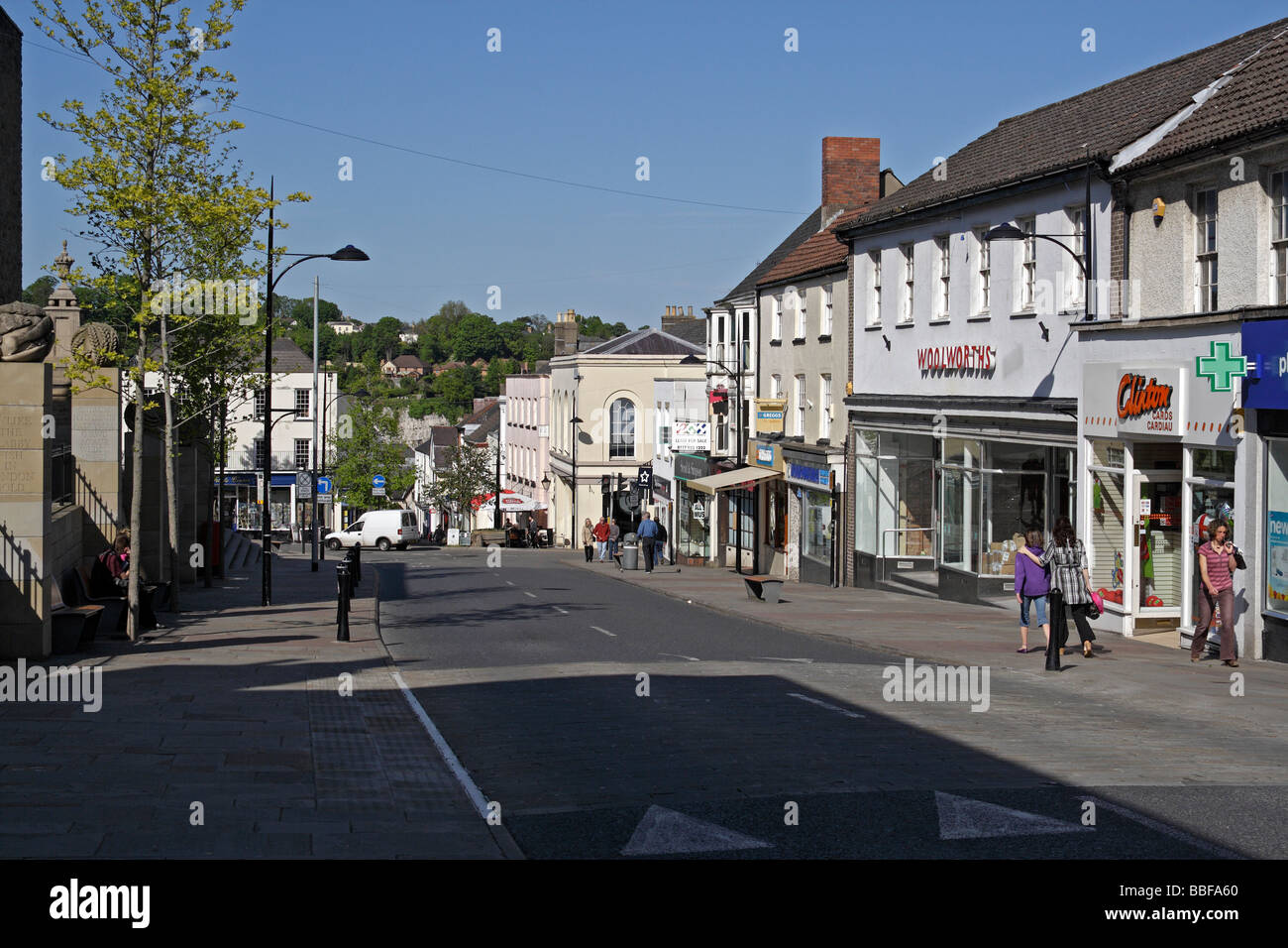 Shops on High St Chepstow Wales UK Stock Photo Alamy