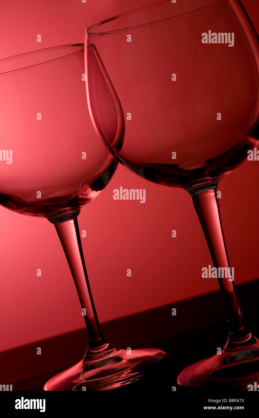 two glasses illuminated with a red light Stock Photo