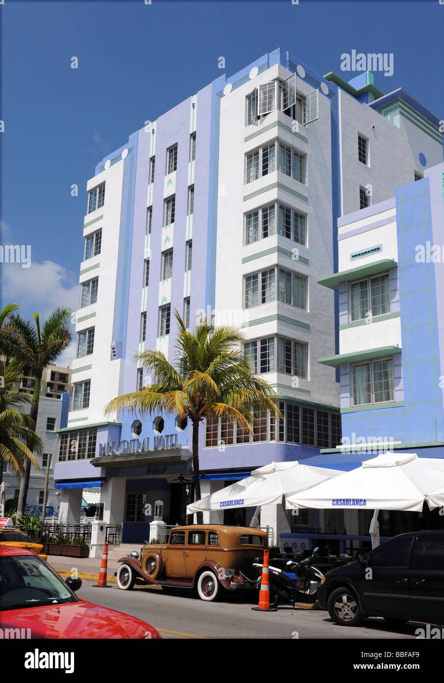 The famous art deco district of Ocean Drive in South Beach Miami
