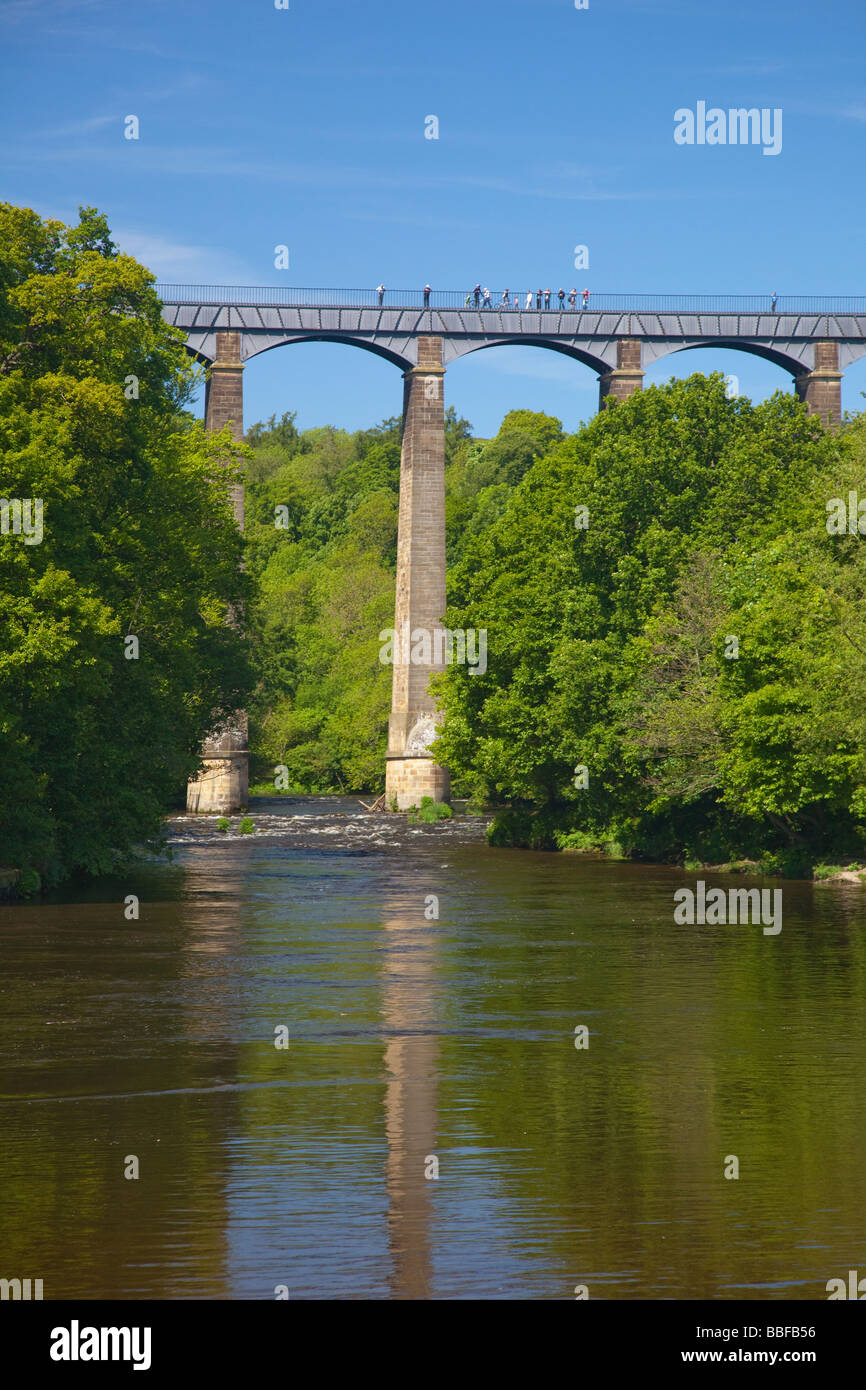 View of Pontcysyllte aqueduct crossing River Dee near Llangollen Wales