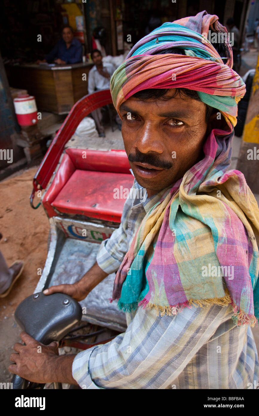 Rickshawwallah in Old Delhi India Stock Photo