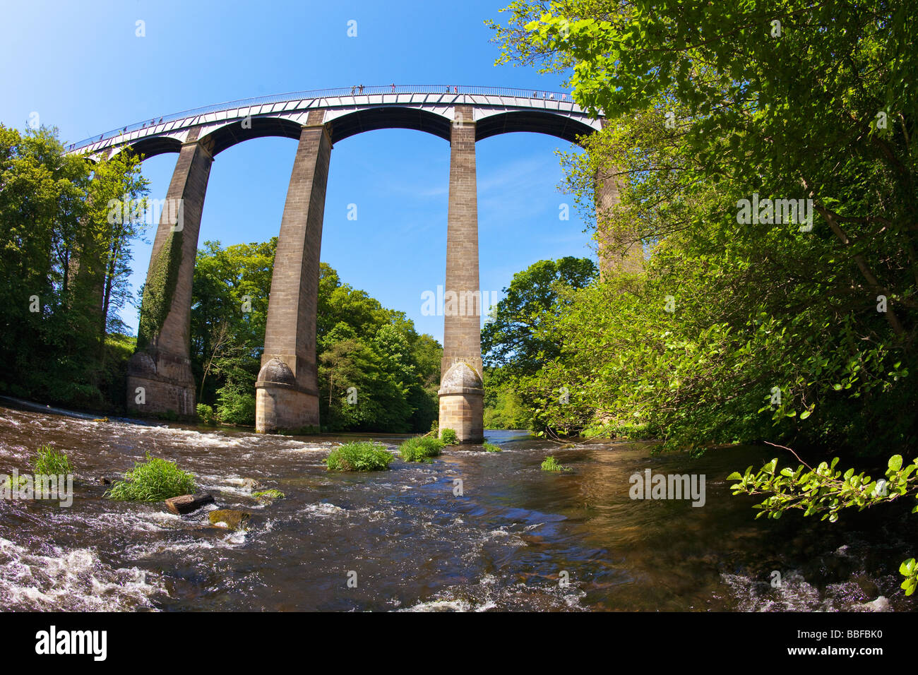 View of Pontcysyllte aqueduct crossing River Dee near Llangollen Wales Cymru UK United Kingdom GB Great Britain British Isles Stock Photo