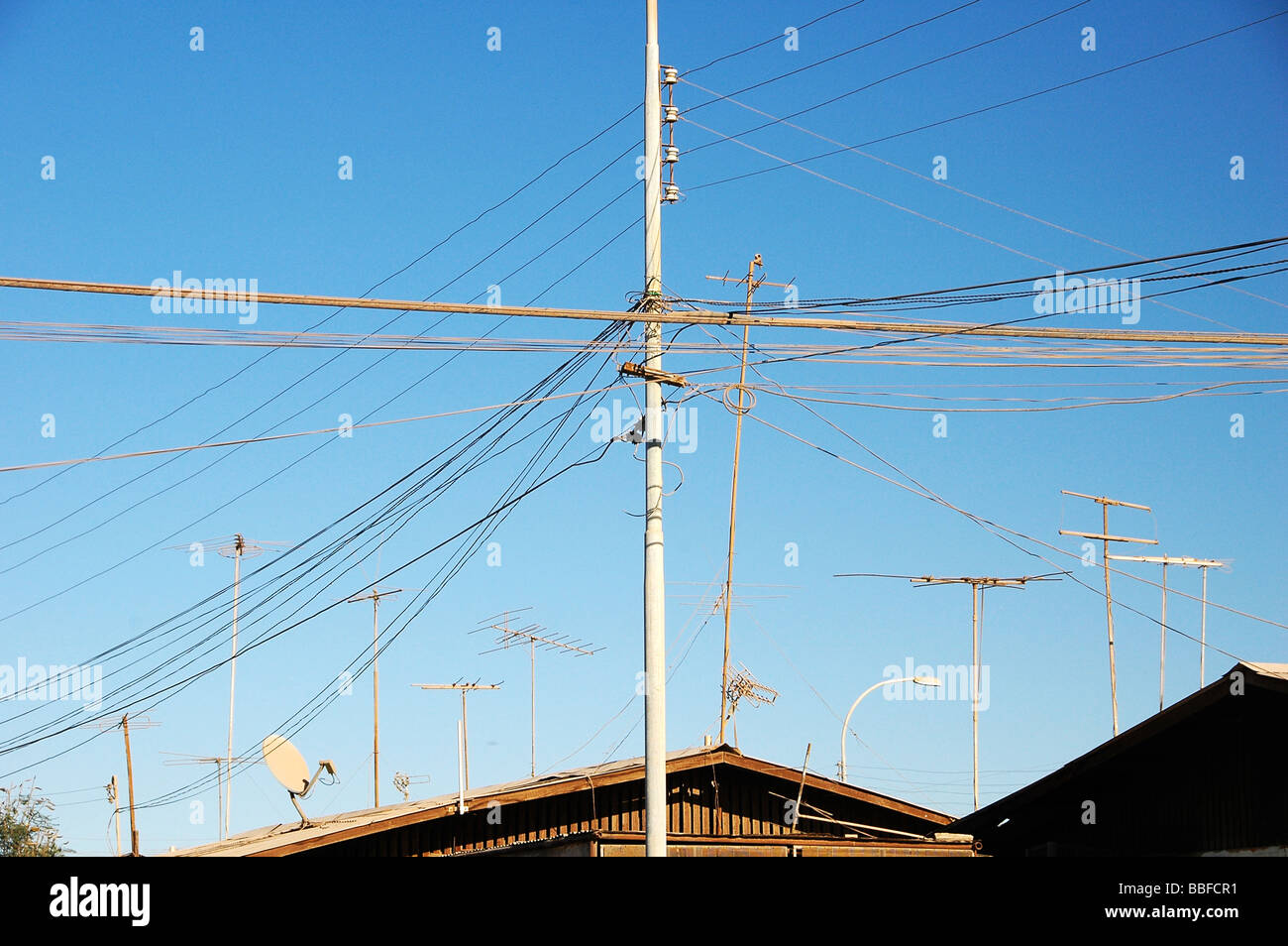 TV antennae in Arica, Chile Stock Photo