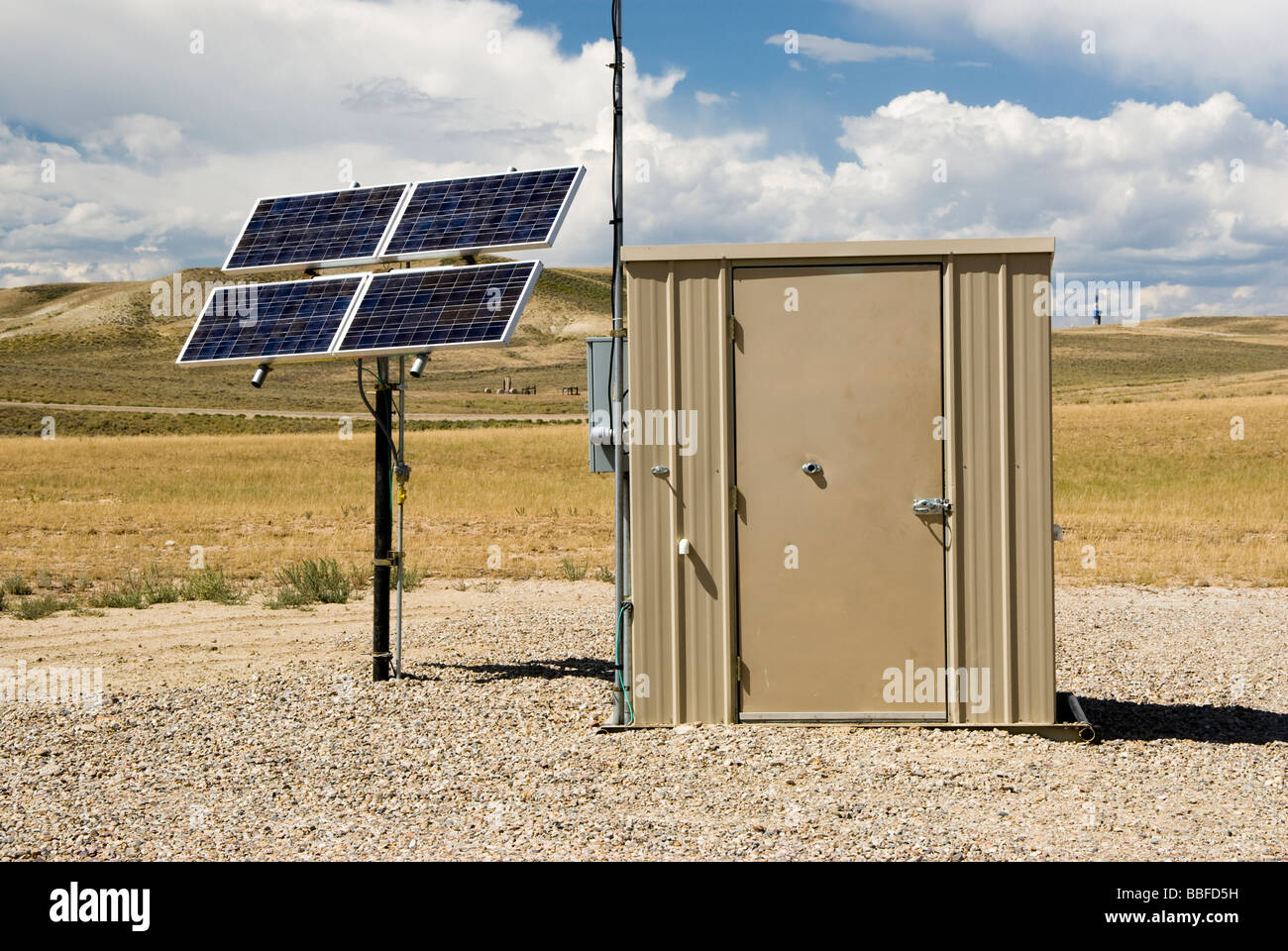 solar powered instrumentation on a pipeline for distributing petroleum products Stock Photo
