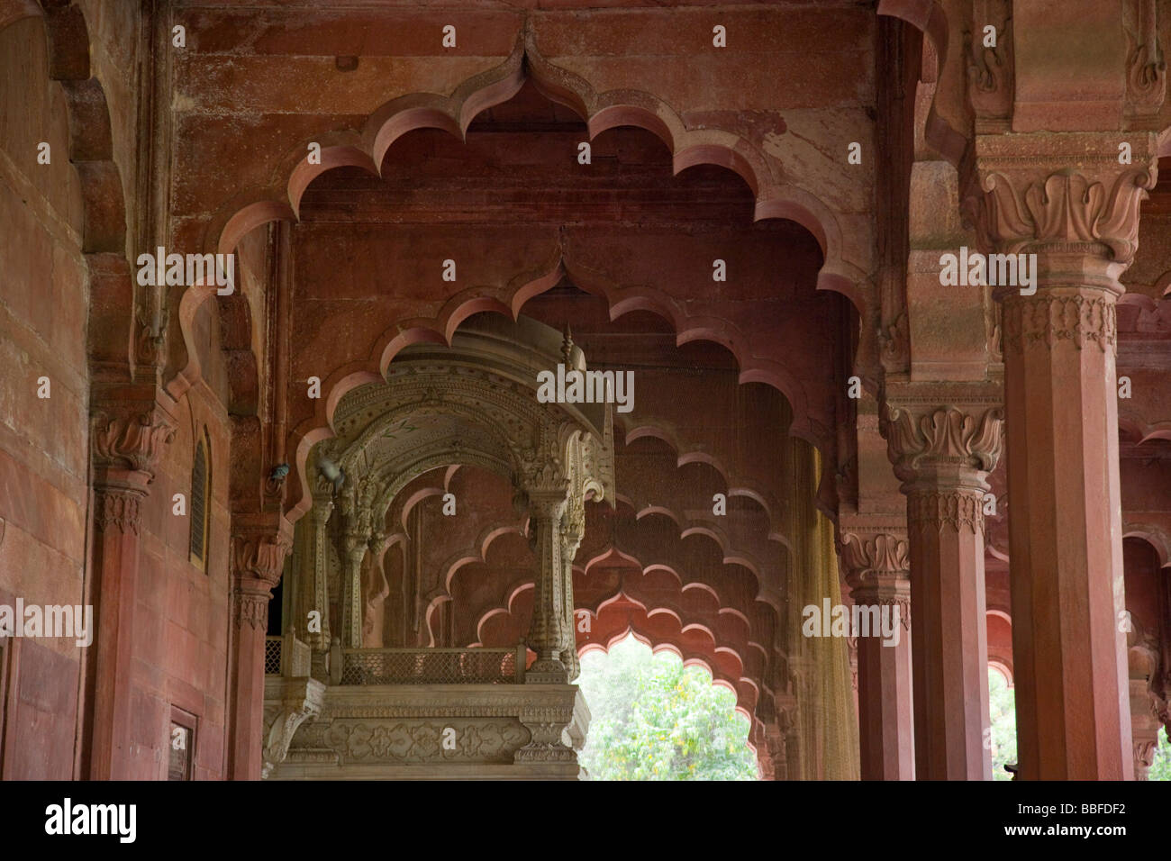 Throne or Jharokha in the Diwan i Am the Red Fort in Delhi India Stock Photo
