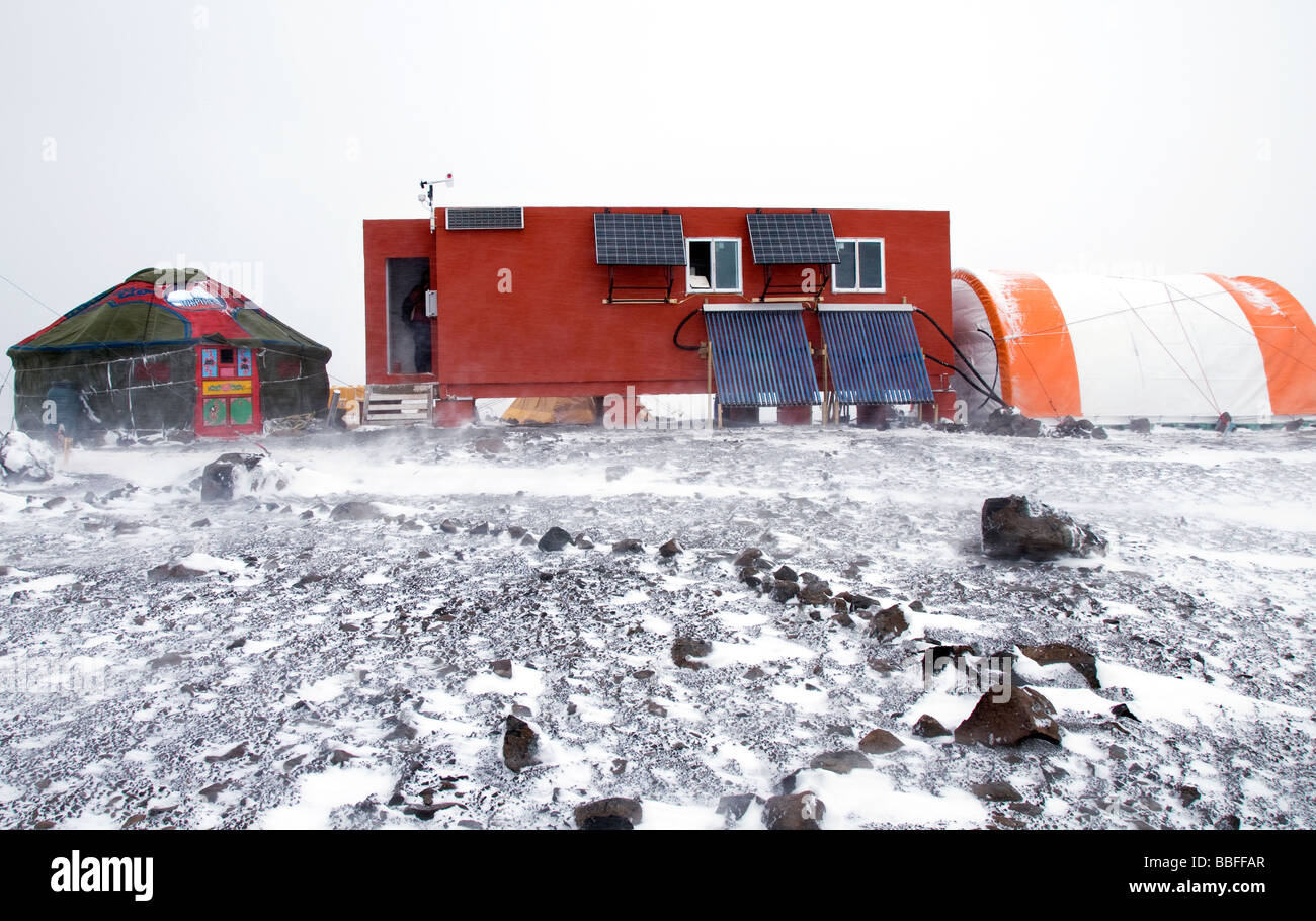 Polar explorer Robert Swan's E-base near the Bellingshausen research station on King George Island near Antarctica Stock Photo