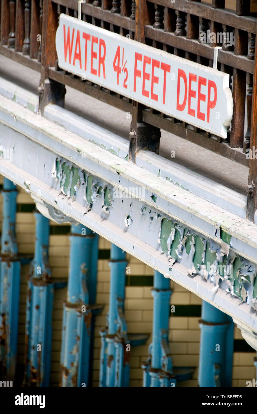 Detail of the state of disrepair and the need for restoration at Victoria Baths in Manchester England UK Stock Photo