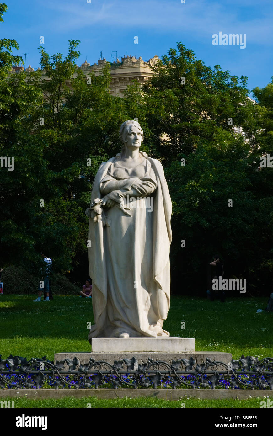 Statue of opera singer Ema Destinova at Celakovskeho sady park in central Prague Czech Republic Europe Stock Photo