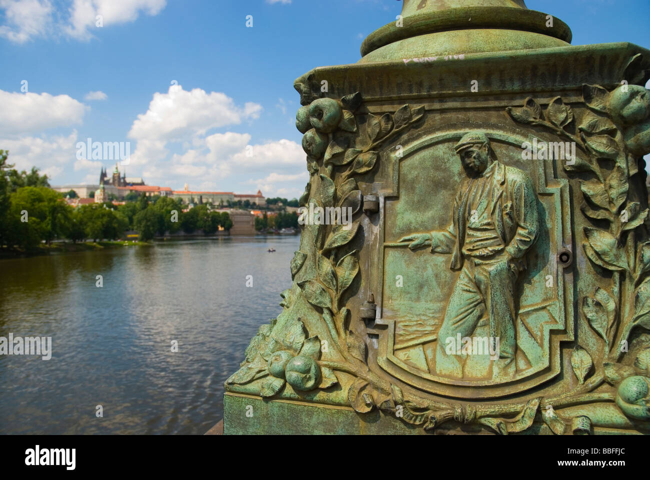 Wrough iron decoration on Legii most bridge in central Prague Czech Republic Europe Stock Photo
