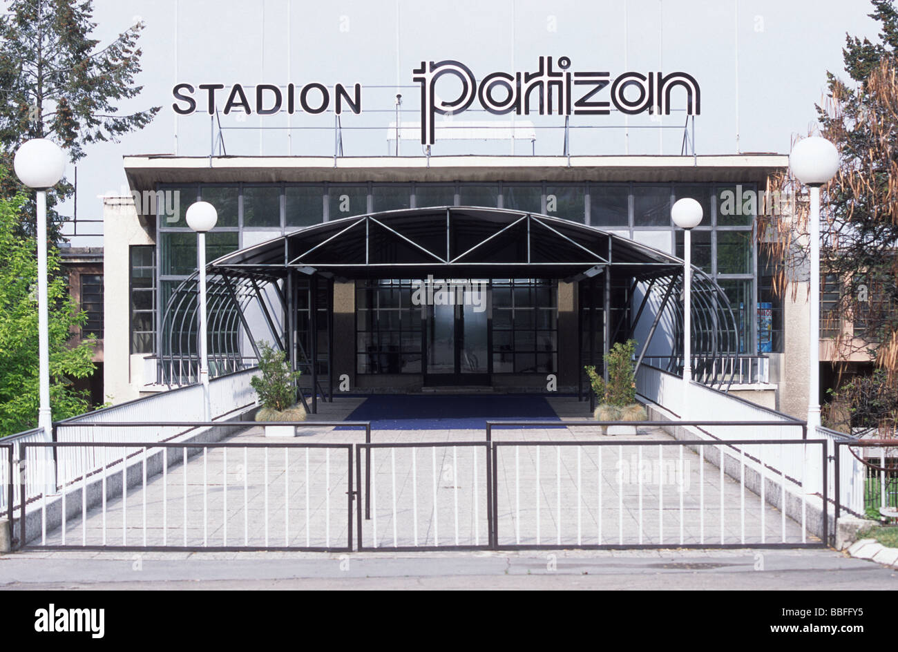 Entrance of Partizan Belgrade stadium, Dedinje, Belgrade, Serbia, Balkans Stock Photo