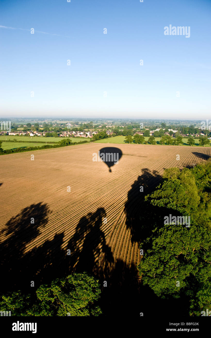 Taken from a hot air balloon flying over Cheshire UK Stock Photo