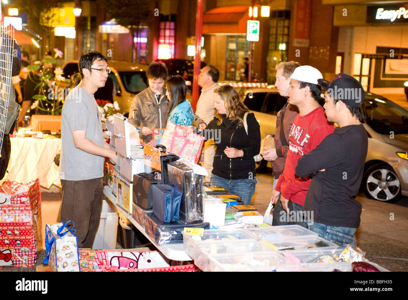 Downtown Vancouver Chinatown night market Vancouver BC Canada Stock
