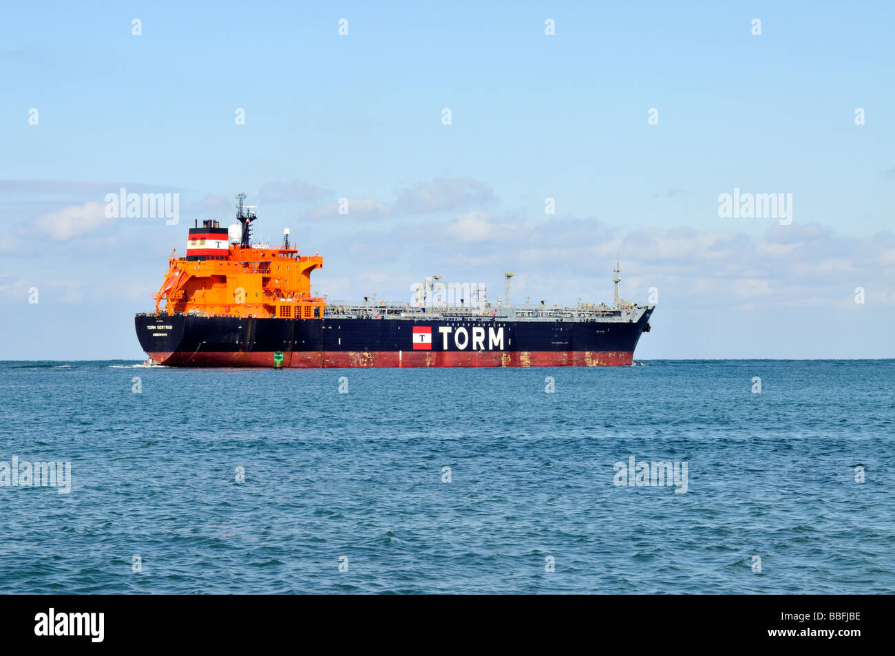 Danish oil tanker ship the Torm Gertrud at sea Stock Photo