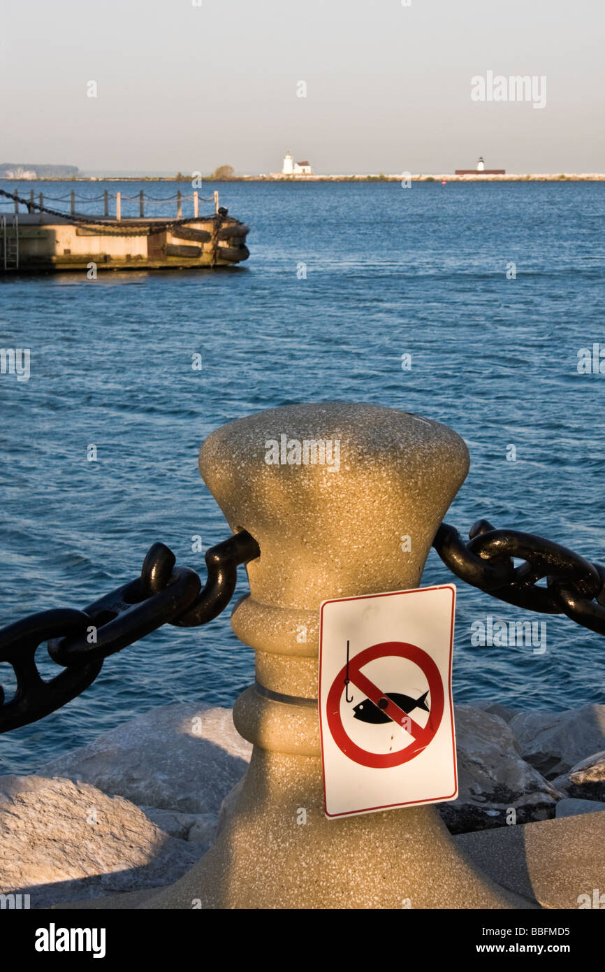 No Fishing sign Cleveland Stock Photo