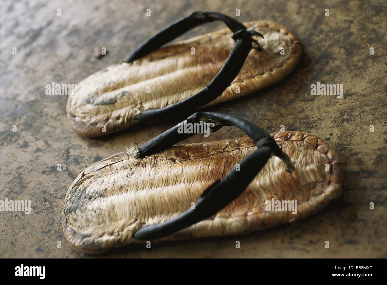 Pair of straw sandals Stock Photo - Alamy