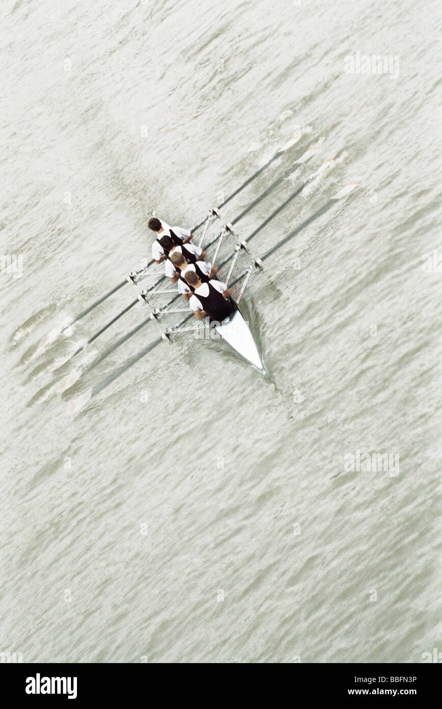 Top Down Rowing Scull Rowing team rowing scull, high angle view Stock Photo - Alamy