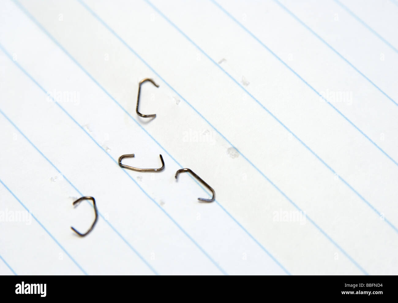 staples pulled from paper Stock Photo Alamy
