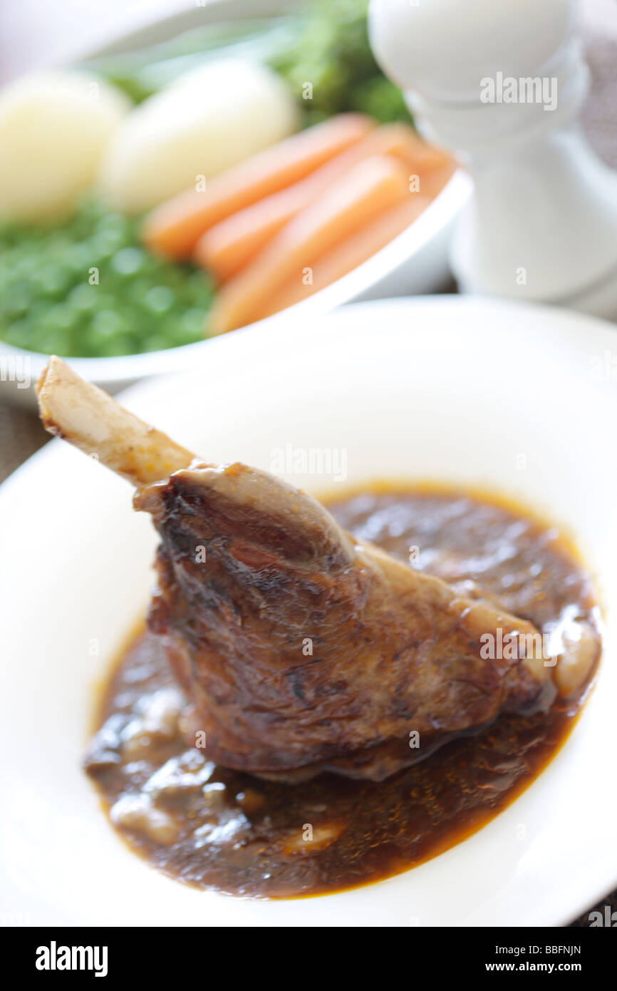 Leg of Lamb in Gravy Stock Photo Alamy