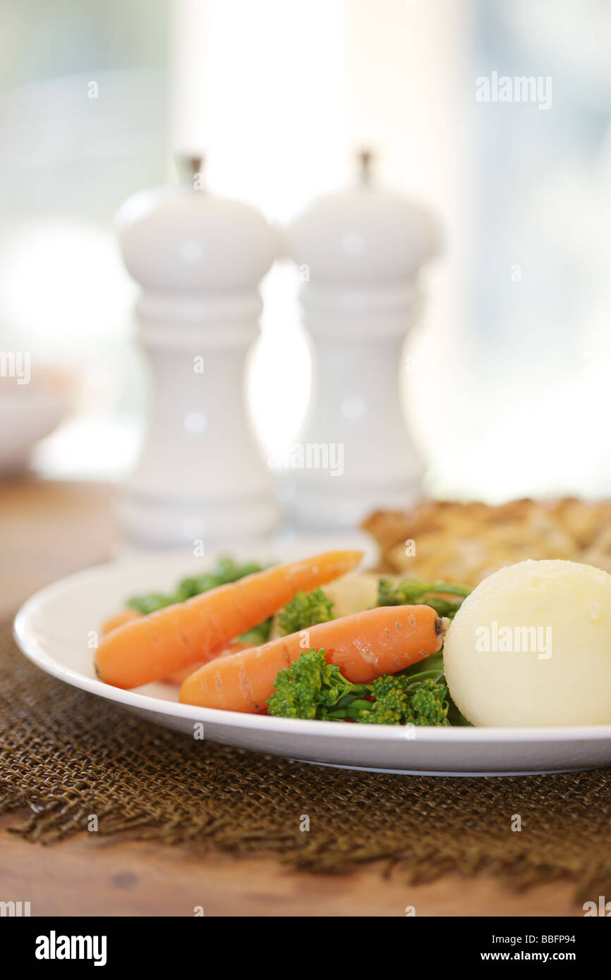 Freshly Baked Healthy Fish Pie With Vegetables And No People Stock Photo