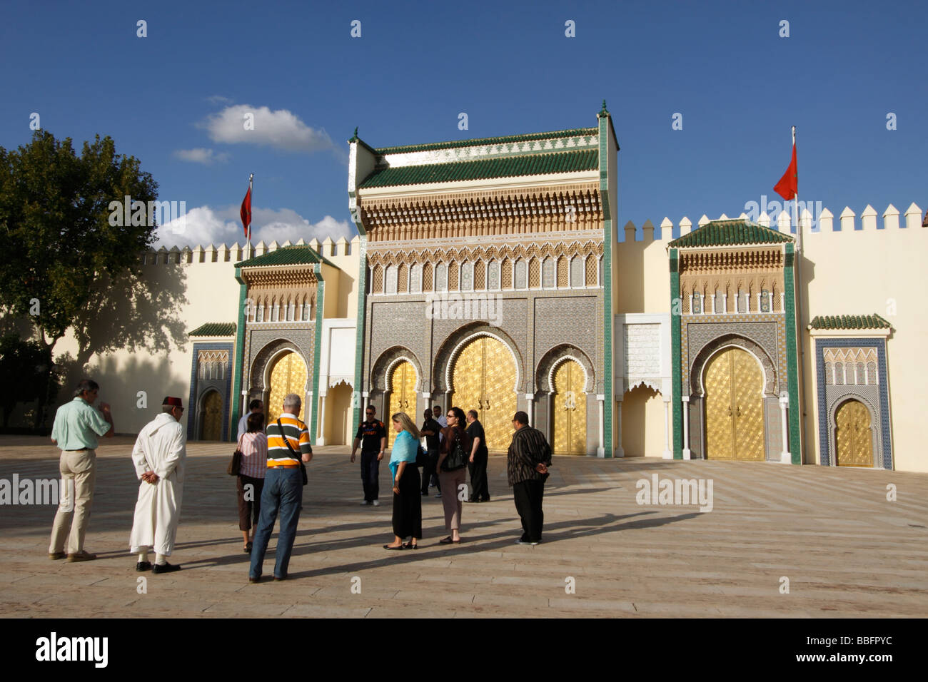 Africa, North Africa, Morocco, Fes, Fès el-Jdid, Place des Alaouites, Dar el Makhzen, Royal Palace Stock Photo