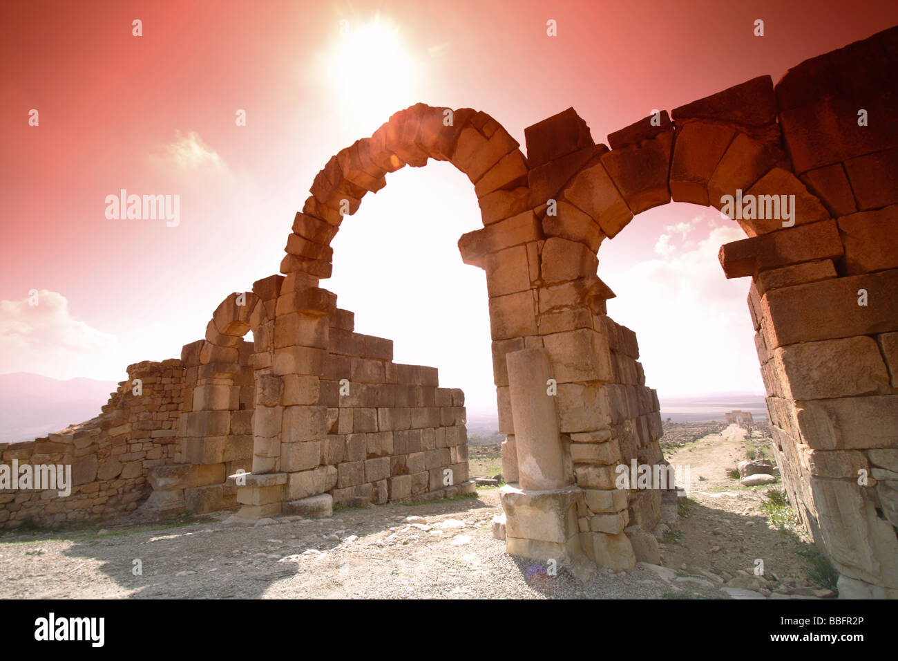 Africa, North Africa, Morocco, Roman Ruins at Volubilis, Archway