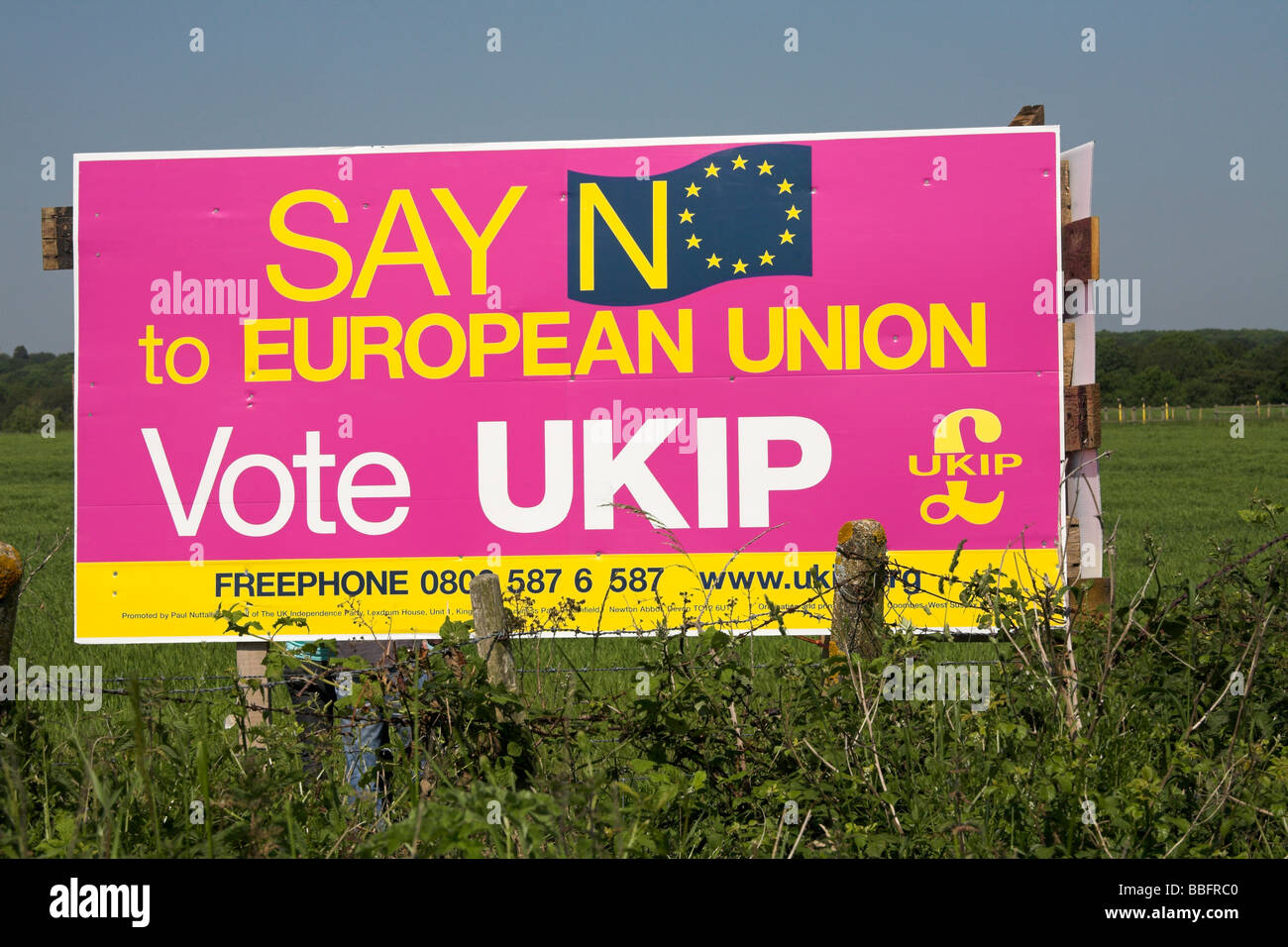 UKIP sign by roadside Stock Photo