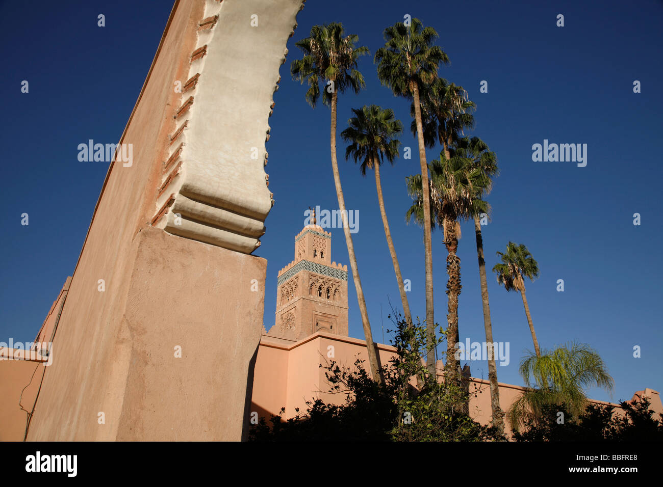 Africa, North Africa, Morocco, Marrakech, Medina, Koutoubia Mosque, Minaret Stock Photo
