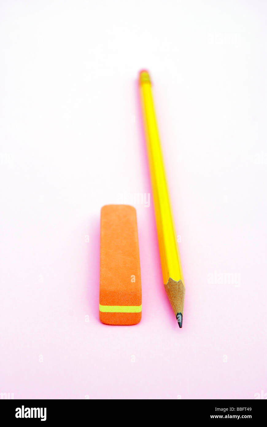 Yellow pencil with an eraser Stock Photo