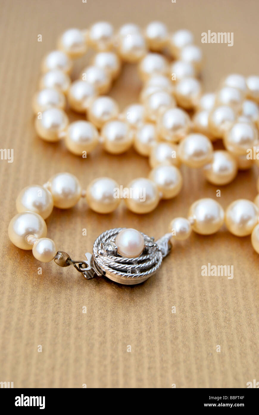 Pearl necklace with a pendant Stock Photo