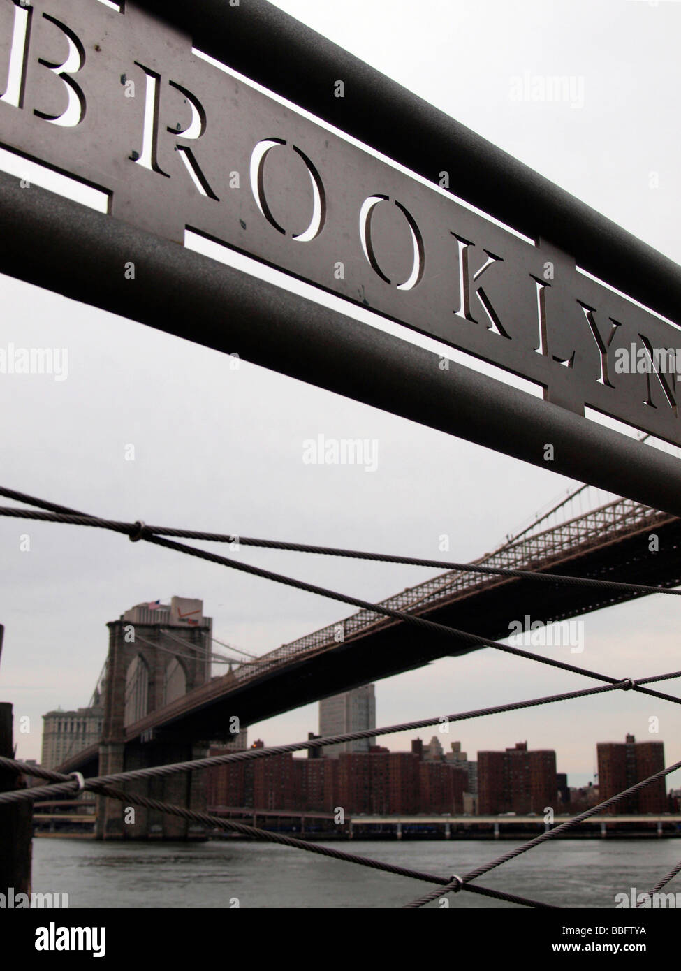 Fulton Ferry Landing, Brooklyn Bridge, New York City, NYC, USA, United States of America Stock