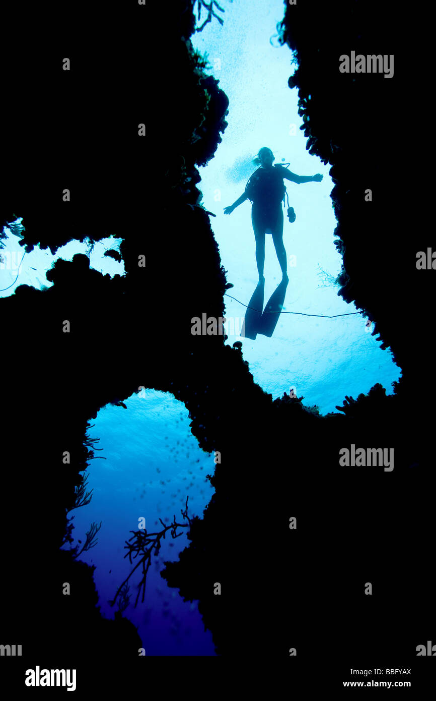 Female diver silhouette hi-res stock photography and images - Alamy