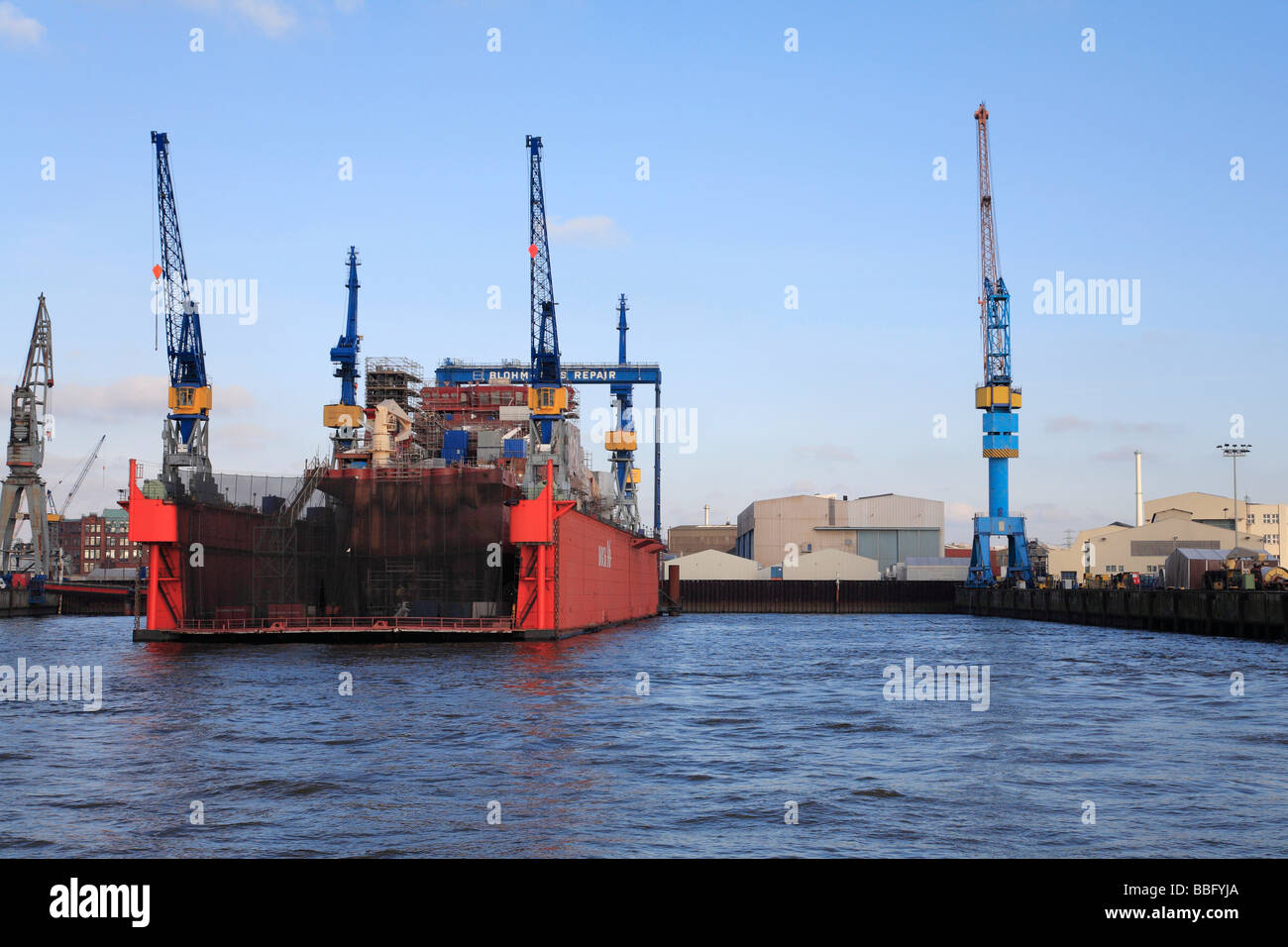 Dock shipyard, floating dock, shipyard Blohm and Voss, Harbor, Hamburg, Germany, Europe Stock Photo