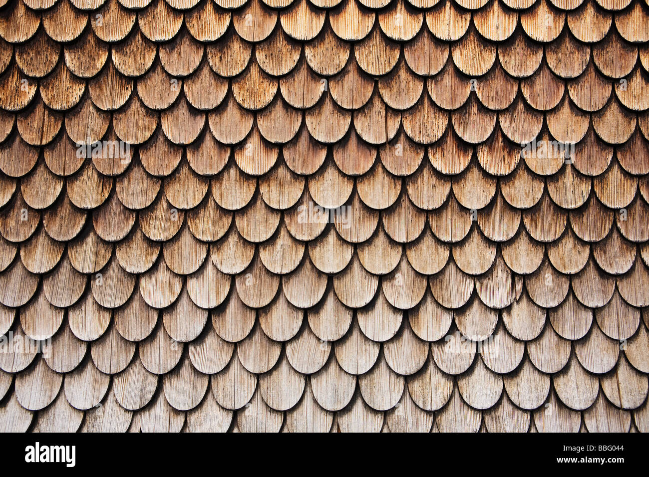 Wooden roof tiles Stock Photo
