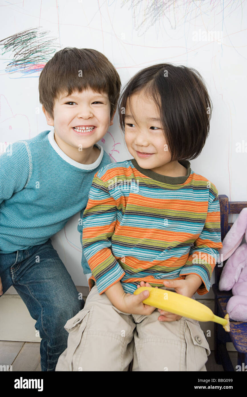 Portrait of two boys Stock Photo - Alamy