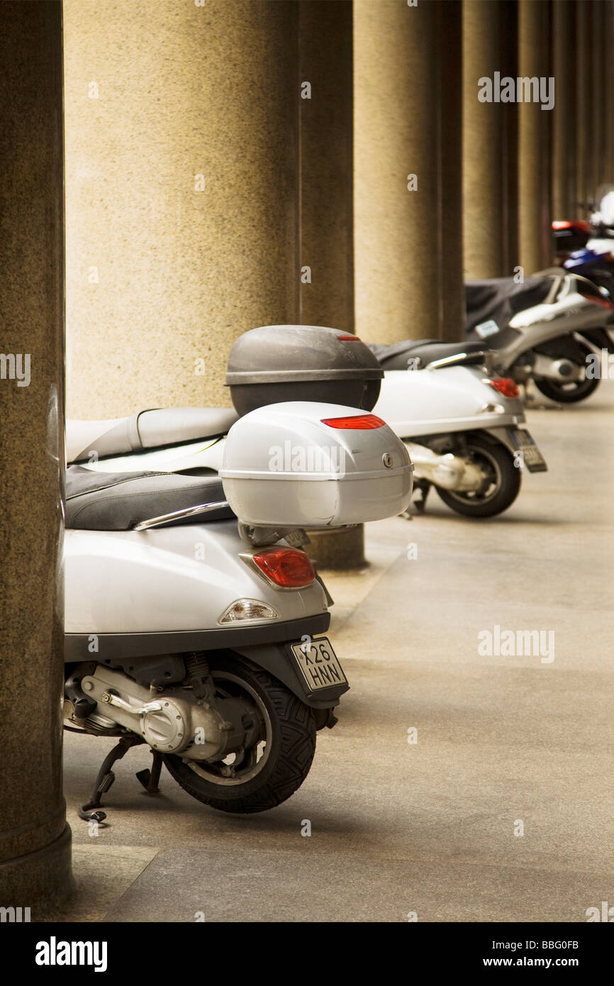 Mopeds in a row Stock Photo