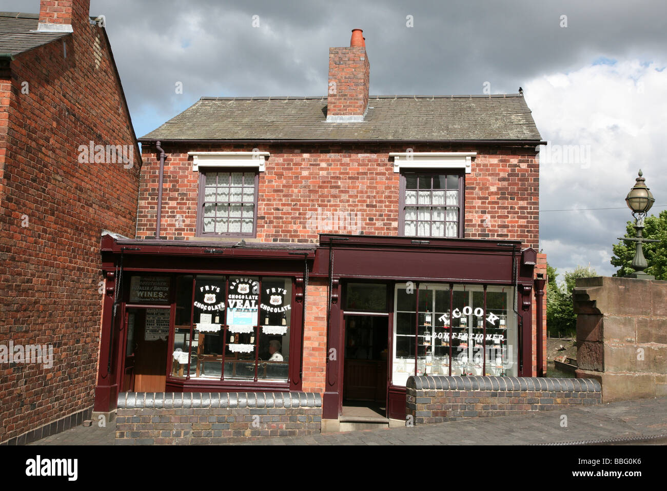 Baker's shop and sweetshop in recreated early 20th century Black Country town at Living Museum in W Midlands Stock Photo